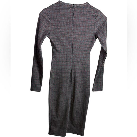 Zara Charcoal Gray & Red Plaid Midi Dress - Picture 2 of 5